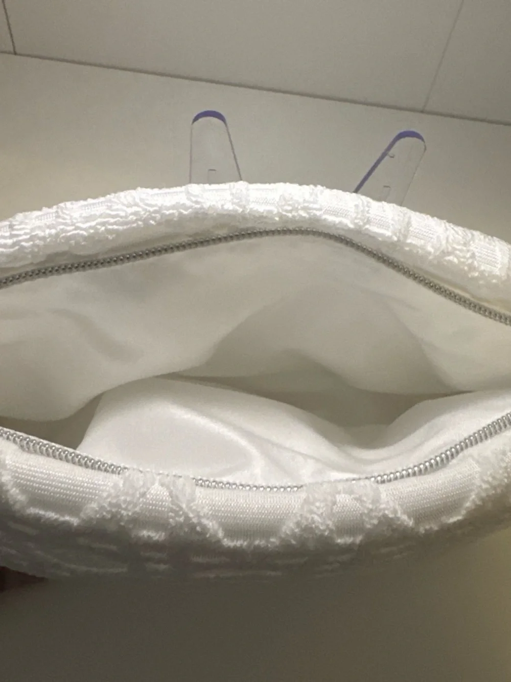 Dior White Textured Embroidered Pouch